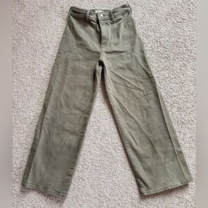 Green wide leg jeans